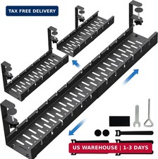 No Drilling Extendable Under Desk Cable Management, Metal Cable Management Tray