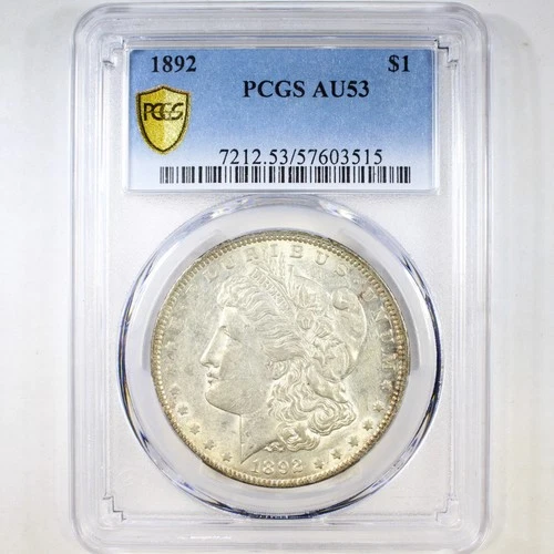 1892 $1 PCGS AU53 - Morgan Dollar - Better Date P-Mint