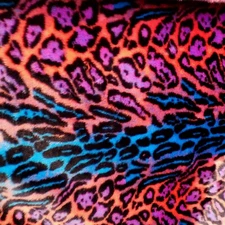 Neon CORAL SHERBERT Cheetah Leopard Faux Fur Fabric 62" LIME PURPLE ORANGE BLACK