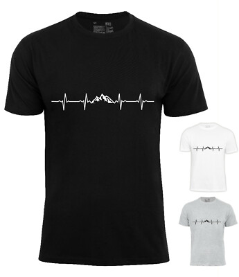 Fun Shirt PULSSCHLAG BERGE Herren T-Shirt Herzschlag Männer kurzarm Shirt