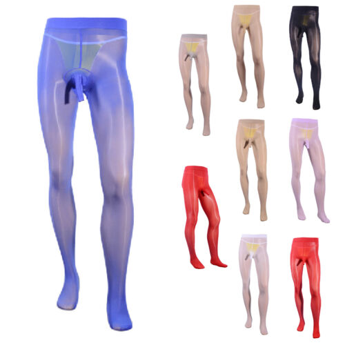 Mens See Through Tights Pantyhose Sheath Bulge Pouch Stockings Hosiery Nightwear - Afbeelding 1 van 40