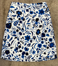 Boden Blue White Floral Cotton Skirt Size 6R