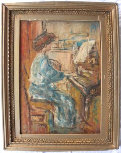 Emilio GOLA (Milano 1851-1923) PIANISTA Olio su tavola cm 56x40 Al pianoforte - Foto 1 di 19