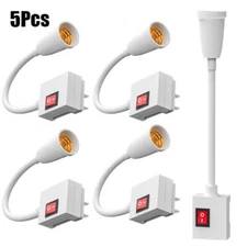 5x Flexible E27 Light Bulb Holder Extension Socket Adapter Plug in On/Off Switch