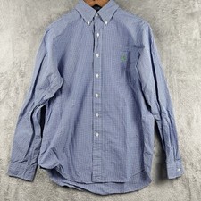 Ralph Lauren Classic Fit Button Down Shirt Men's L Blue White Check Preppy