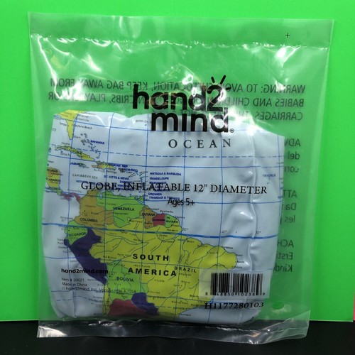 Inflatable Globe Earth 12" Hand 2 Mind New NIP NIB Map Beach Ball Style - Picture 2 of 2