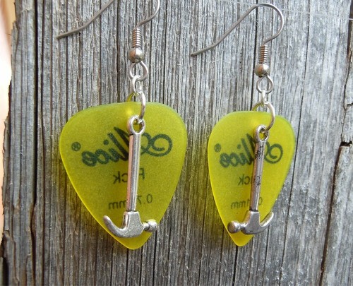 Hammer Charm Guitar Pick Earrings - Pick Your Color - Picture 26 of 27