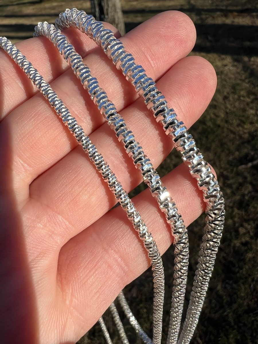 アクセサリー Glitter Ice Chain Necklace 14mm SILVER Real 925 Sterling Silver Diamond Cut Sparkle Ice Rope Chain
