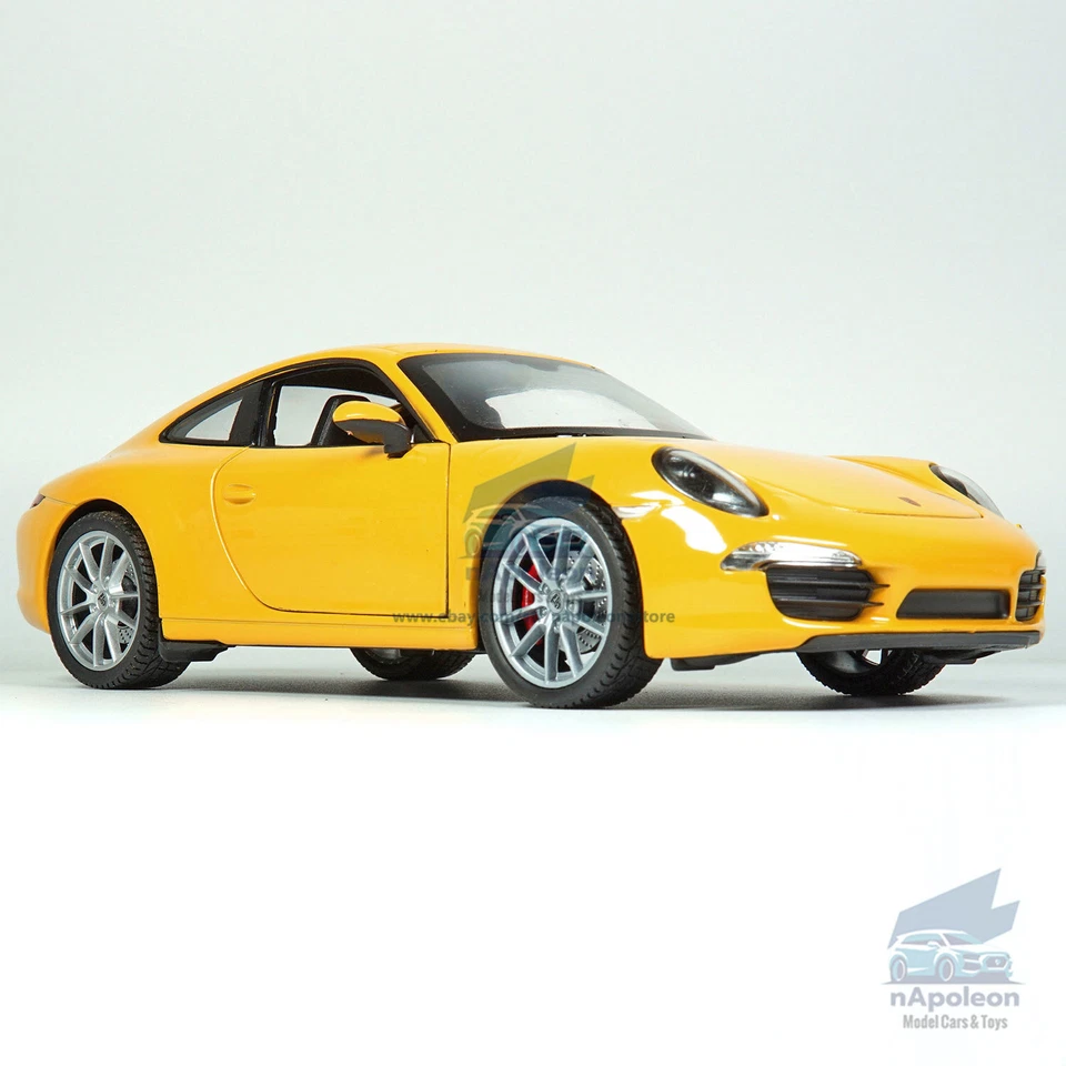 1:24 Porsche 911 (991) Carrera S Modelo Coche Diecast Vehículo Colección Regalo Amarillo Foto 3 de 4