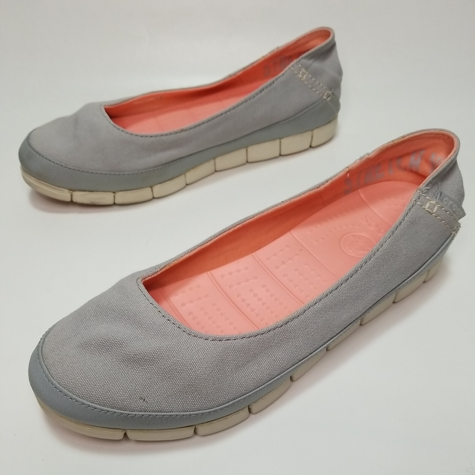 SAOLA Scarpa donna Crocs suola elasticizzata piatta casual slip on tg 9 grigio chiaro stucco 15317