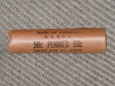1968-D  ORIGINAL BANK WRAPPED ROLL  UNCIRCULATED LINCOLN  CENT PENNIES~LAST ONE!