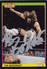 The Berzerker Signed WWF Merlin Gold Black Wrestling Trading Card WWE #75 1991