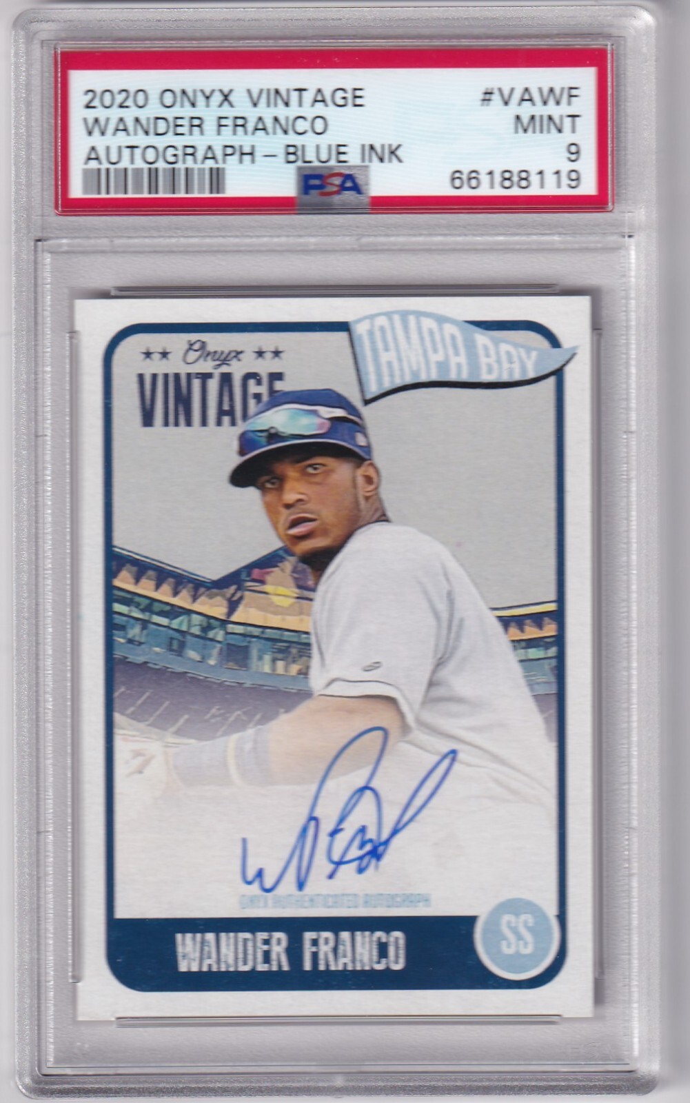 Wander Franco Autographed Signed Tampa Bay Rays -- 2020 ONYX VINTAGE -- VAWF -- PSA MINT 9 