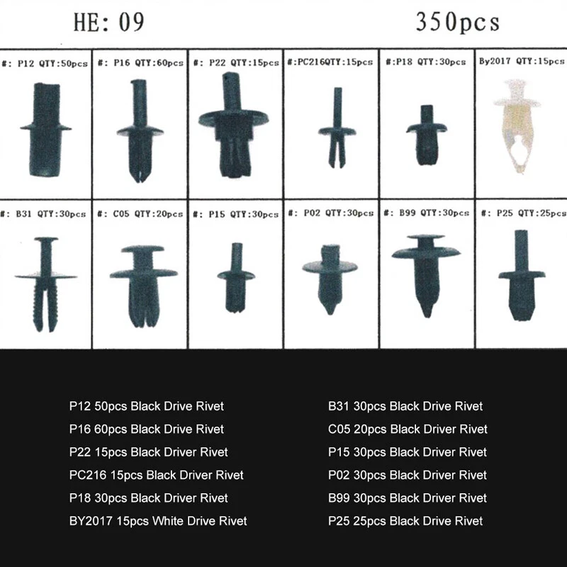 350 PIEZAS Clips de carrocería de automóvil Pasador de empuje Remache Borde Sujetador Destornillador Removedor Universal Foto 4 de 4