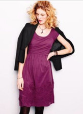 GARNET HILL Raspberry Gray Scoop Neck Blk Sleeveless ROSETTE Knit DRESS 6 8 XS M