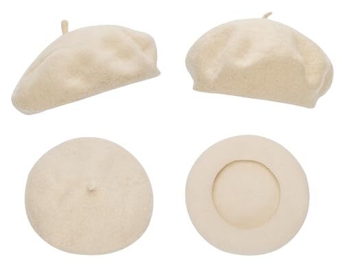 Kids French Beret Solid Color Cap - Classic Breathable Warm Hat Wool Felt Ber... - Picture 3 of 6