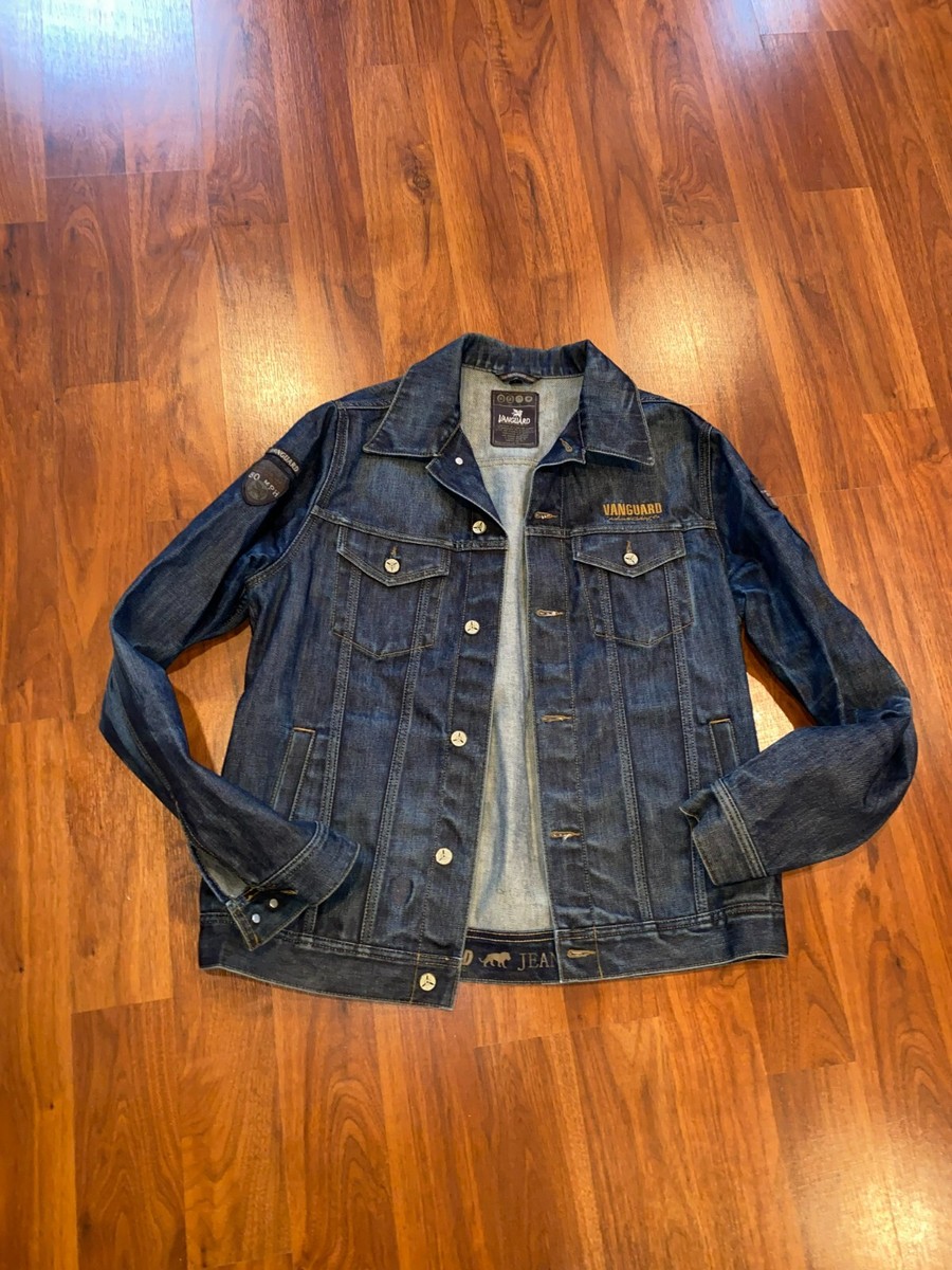 Mens Vanguard Original Size L. Denim Jacket Front Logo and