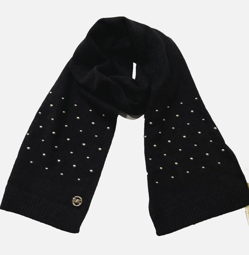 Michael Kors women's Dome Studded Knit Scarf - Black - retail $88