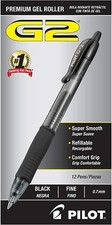 12 pack Pilot G2 Retractable Premium Gel Ink Roller Ball Pens 0.7 Fine Black
