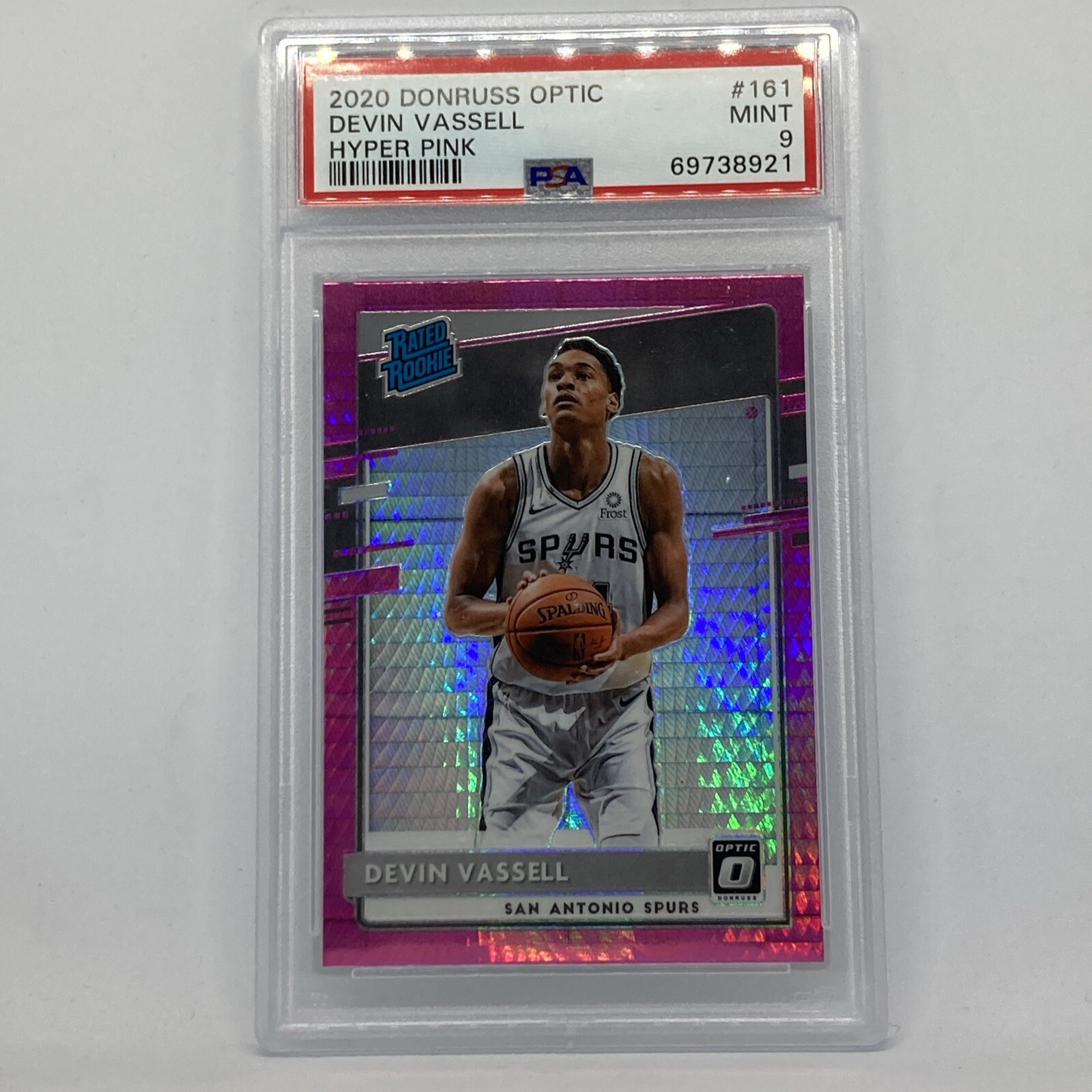 Devin Vassell Rookie Hyper Pink Prizm 2020-21 Panini Donruss Optic #161 PSA 9