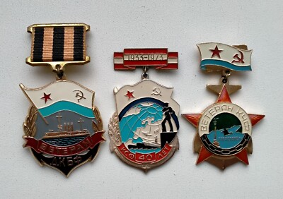 Soviet Navy Badges of Veterans all Navy Fleets of USSR. DKBF KSF KChF. 1970s