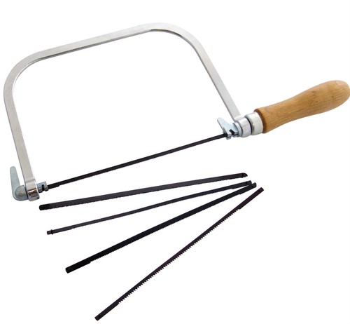 Light Steel Metal Frame Coping Saw with 5 Assorted Blades Wooden Handle New