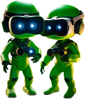 V.R Playing Aliens, Virtual Reality Aliens Wandbild Größe A3