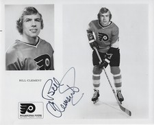 Bill Clement Autographed Signed 8x10 RARE NHL Flyers Press Photo - w/COA