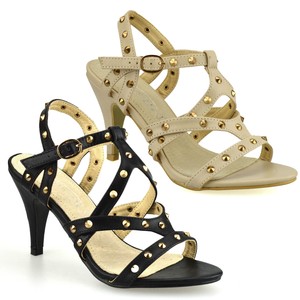 studded strap gladiator heels