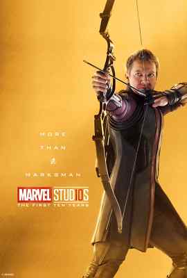 HAWKEYE MARVEL STUDIOS 10TH FRIDGE MAGNET 5'' X 3.5''