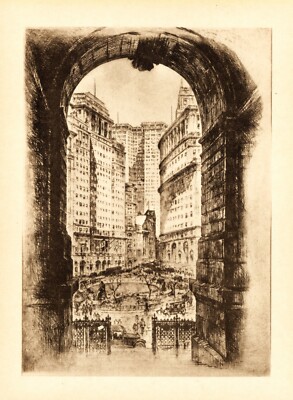 1939 Anton Schutz Etching ''Bowling Green''