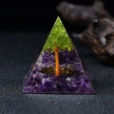 2.36‘’ Orgone Pyramid Tree of Life Amethyst Quartz Healing Meditation Crystal