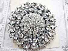 New Liz Palacios Sparkling Clear Famous Maker Crystals Statement Brooch Pin