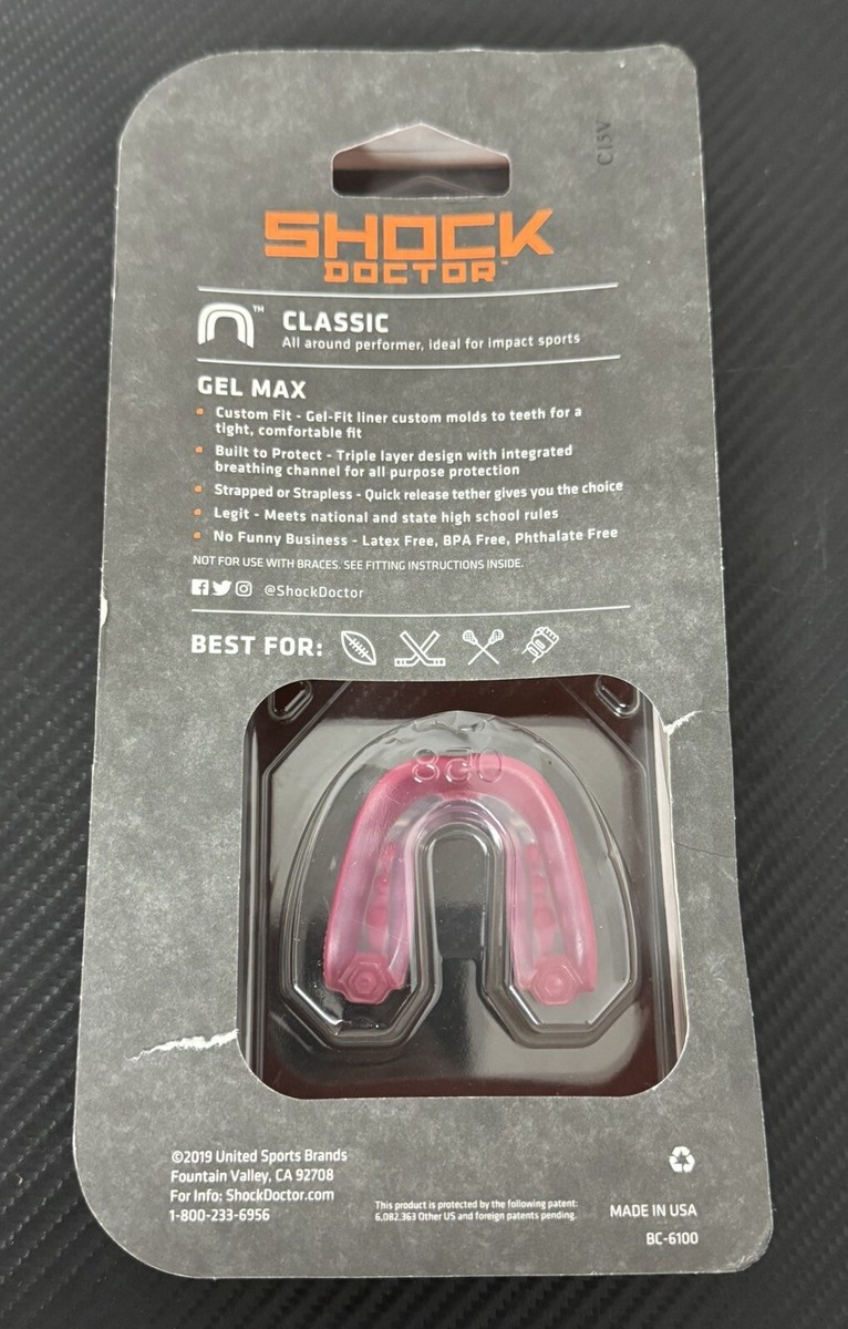 Sports Mouth Guard With Tether Strap Shock Doctor Gel Max Mouth Guard -  Convertible Youth Size For Sports Protection Convertible Strap Mouth  Protection