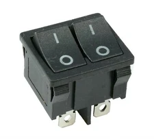 Black Dual On-Off Rectangle Rocker Switch