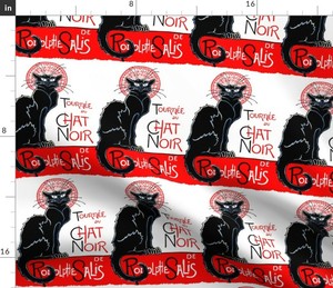 Details About Black Cats Vintage Cat Le Chat Noir French Fabric Printed By Spoonflower Bty