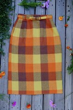 VTG 1960s Plaid Pencil Skirt Womens X-Small