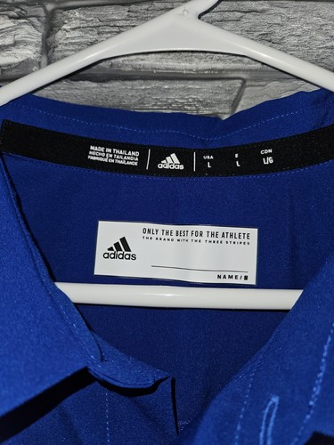 Adidas Kansas Jayhawks Camicia Uomo Taglia Large Blu S/S con Bottoni - Foto 4 di 13