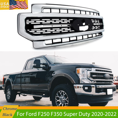 For 2020-2022 Ford F250 F350 Super Duty Lariat Grille Assembly Chrome Black NEW