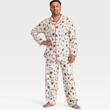 Men's Grinch Print Long Sleeve Shirt and Pants Holiday Matching Family Pajama