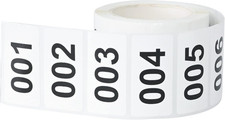 Consecutively Numbered Labels, 2 x 1 Inch Self-Adhesive Vinyl Inventory Numbe...