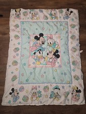 Vintage Disney Babies Mickey Minnie Baby Blanket Dundee Blocks Pastel Crib