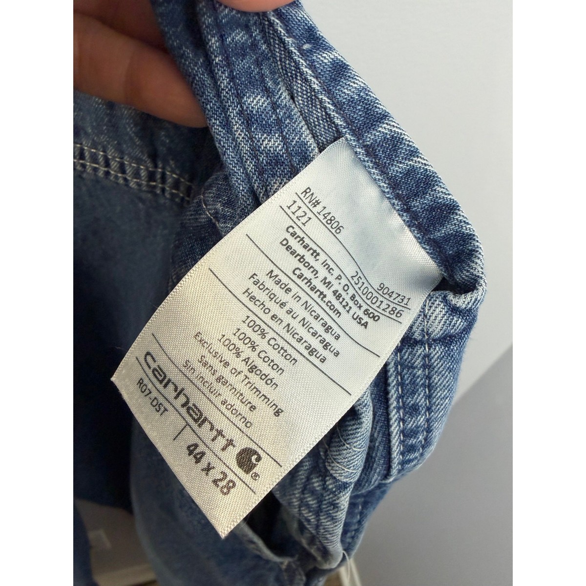 Carhartt R07 DST Denim Bib Overalls Blue Workwear Carpenter