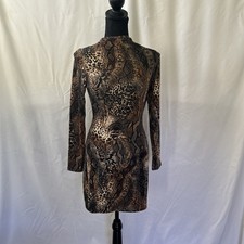 Fashion Nova Animal Instinct Long Sleeve Mini Bodycon Dress Size Medium