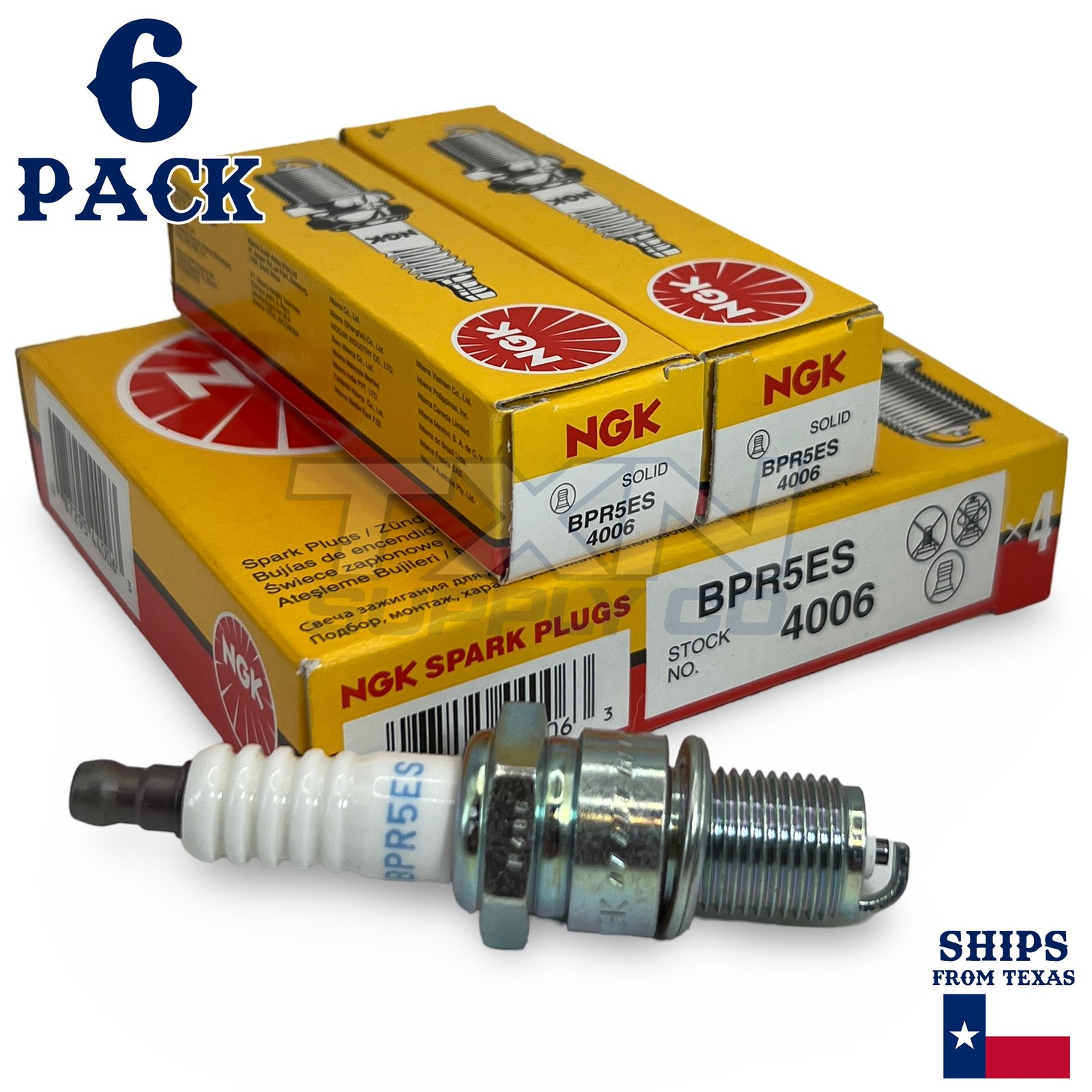 6 Pack NGK V-Power 4006 Spark Plugs BPR5ES SOLID