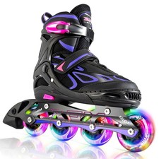 Vinal Girls and Boys Adjustable Flashing Inline Skates, All Wheels Light Up, ...