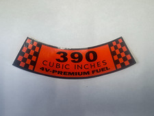 1961 - 1968 Ford Mercury 390 4v Premium Fuel Air Cleaner Decal Galaxie Fairlane
