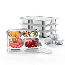 Stainless Steel Divided Plate for , Non Portion Control Plate Dinner Plate wi...