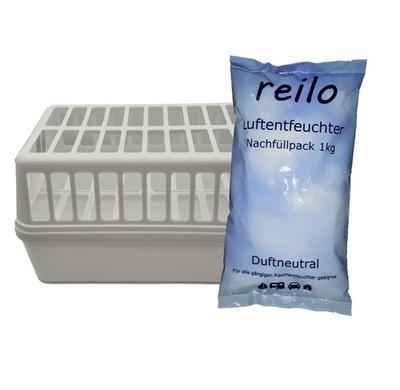 2x XXL Box weiß mit 5x 1kg reilo Raum- Luftentfeuchter Granulat im Vliesbeutel