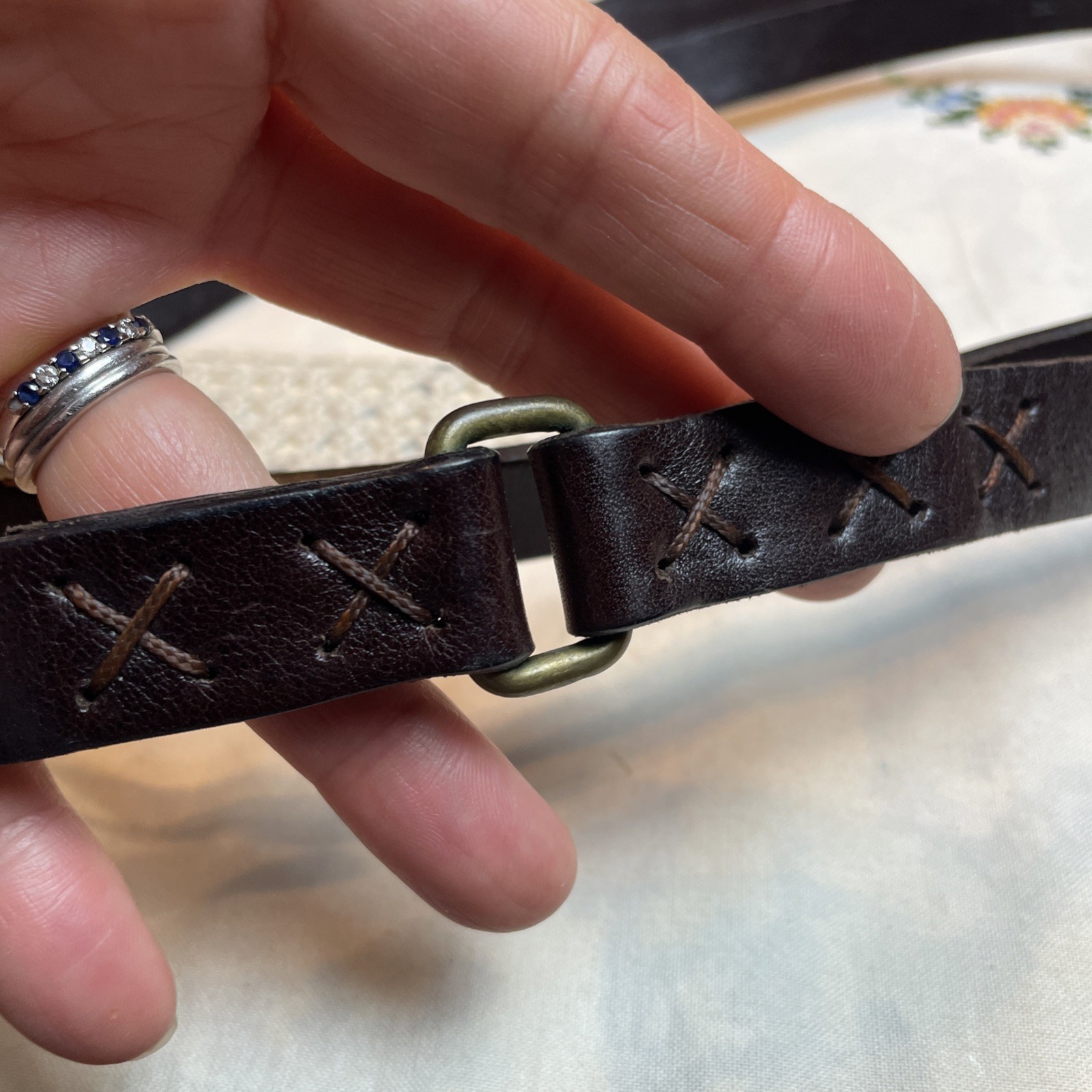 Johnny Farar Solid Brown Leather Double Wrap Belt… - image 3